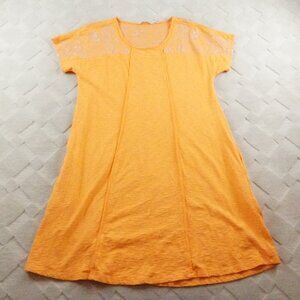 Soft Surroundings Yellow Orange Lace Yoke A-Line Maxi Dress